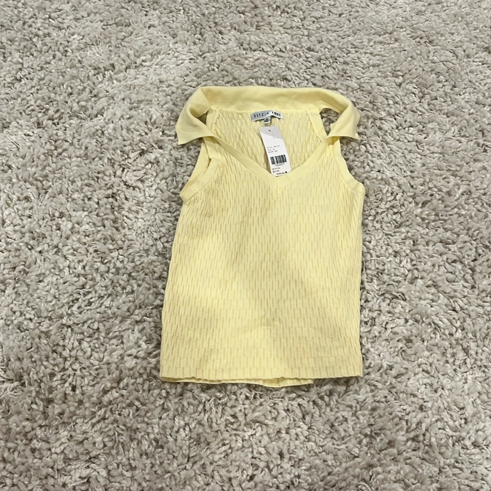 light yellow collard tank top, new with tags, size medium.